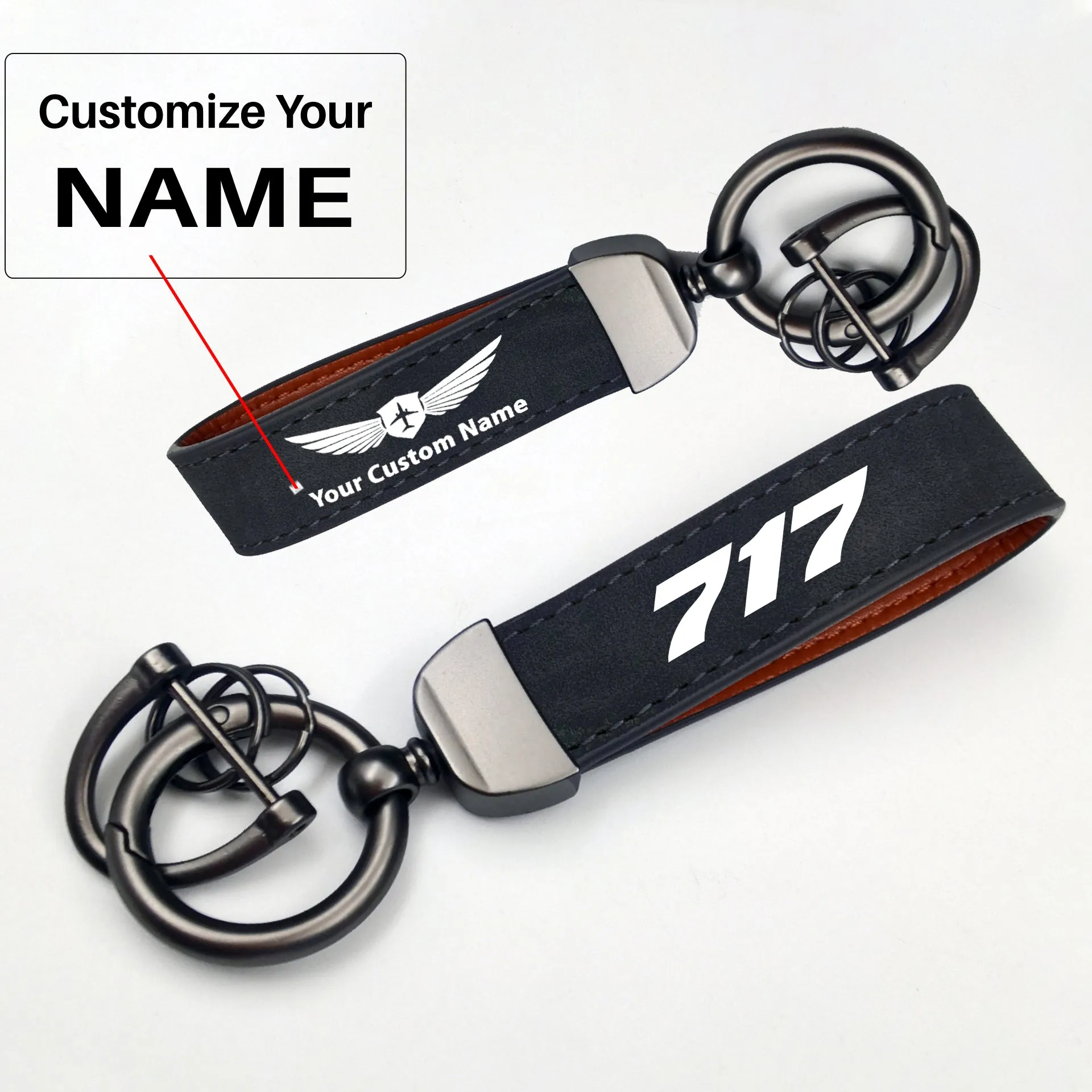 717 Flat Text Design Horseshoe Buckle Key Chains