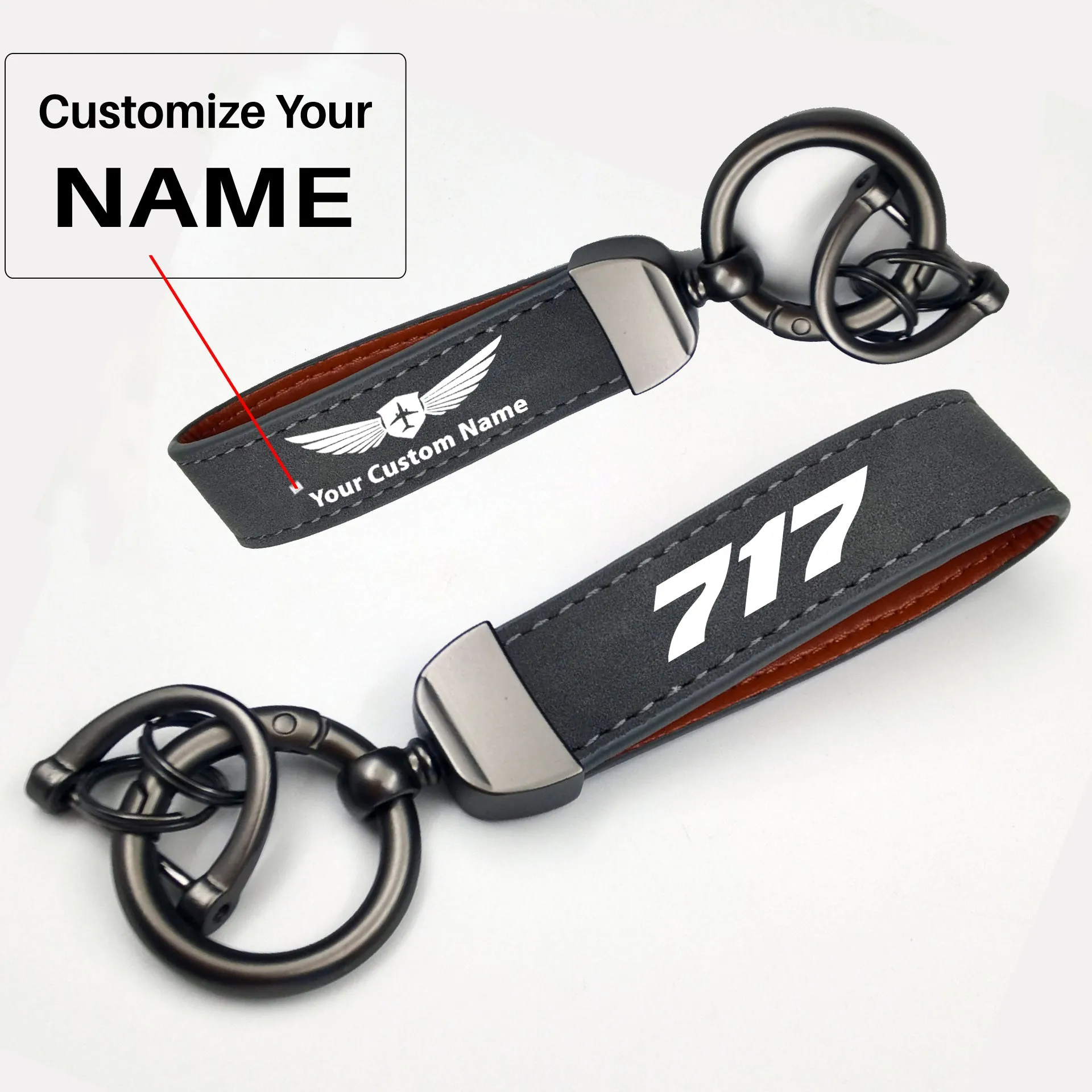 717 Flat Text Design Horseshoe Buckle Key Chains