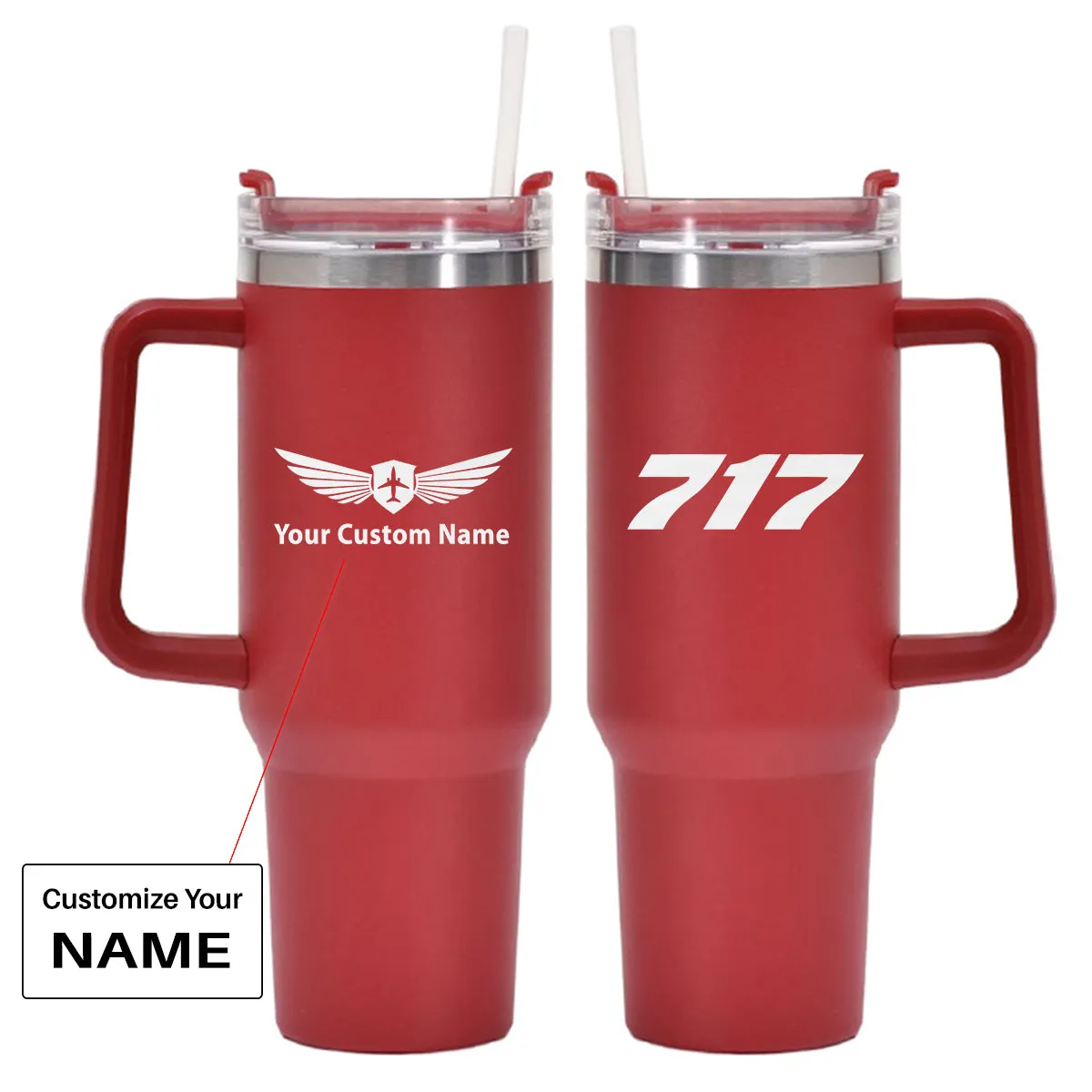 717 Flat Text Designed 40oz Stainless Steel Car Mug With Holder
