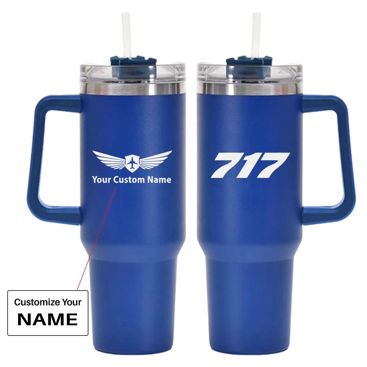 717 Flat Text Designed 40oz Stainless Steel Car Mug With Holder