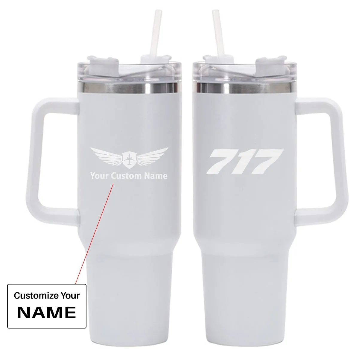 717 Flat Text Designed 40oz Stainless Steel Car Mug With Holder