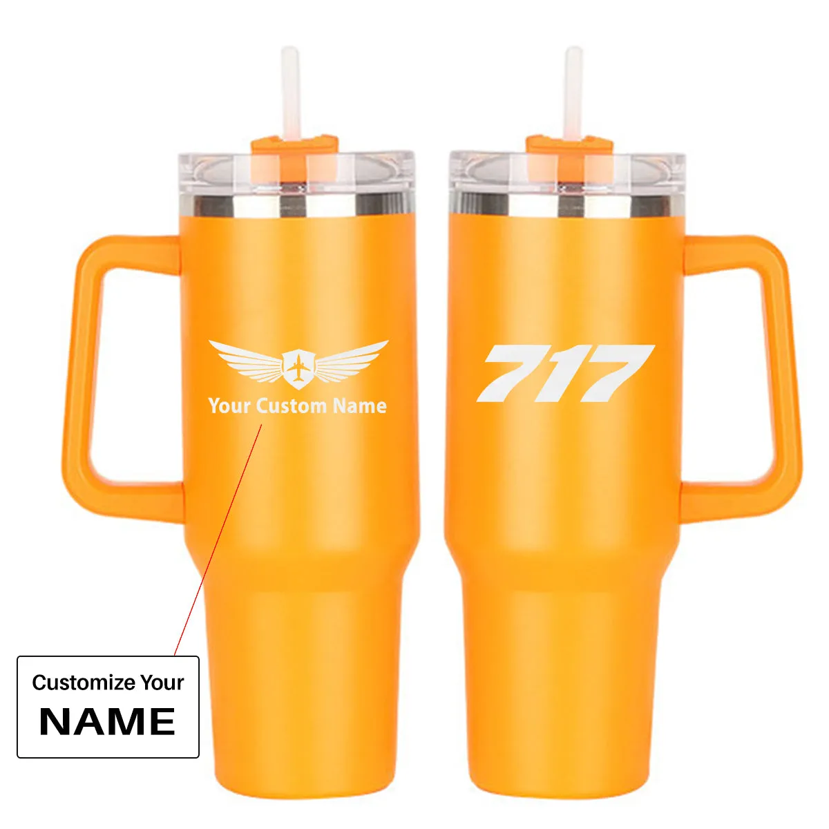 717 Flat Text Designed 40oz Stainless Steel Car Mug With Holder