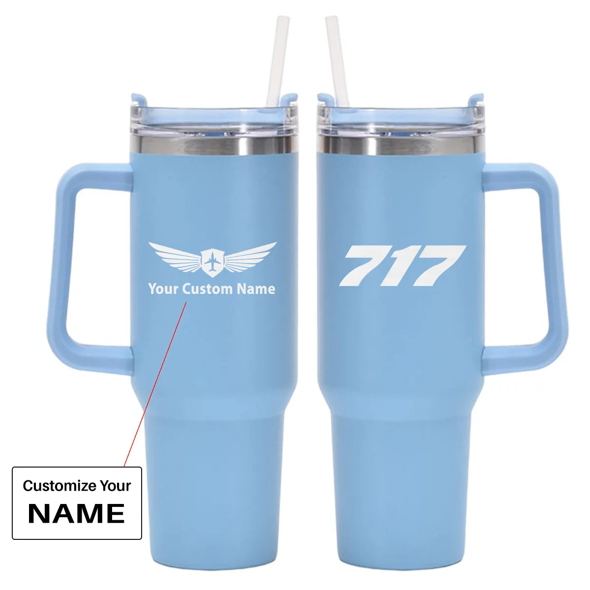 717 Flat Text Designed 40oz Stainless Steel Car Mug With Holder