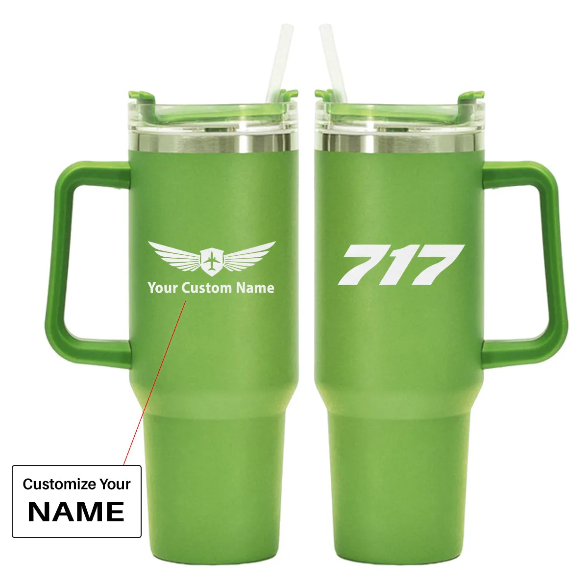 717 Flat Text Designed 40oz Stainless Steel Car Mug With Holder