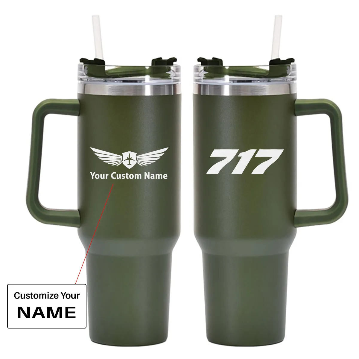 717 Flat Text Designed 40oz Stainless Steel Car Mug With Holder