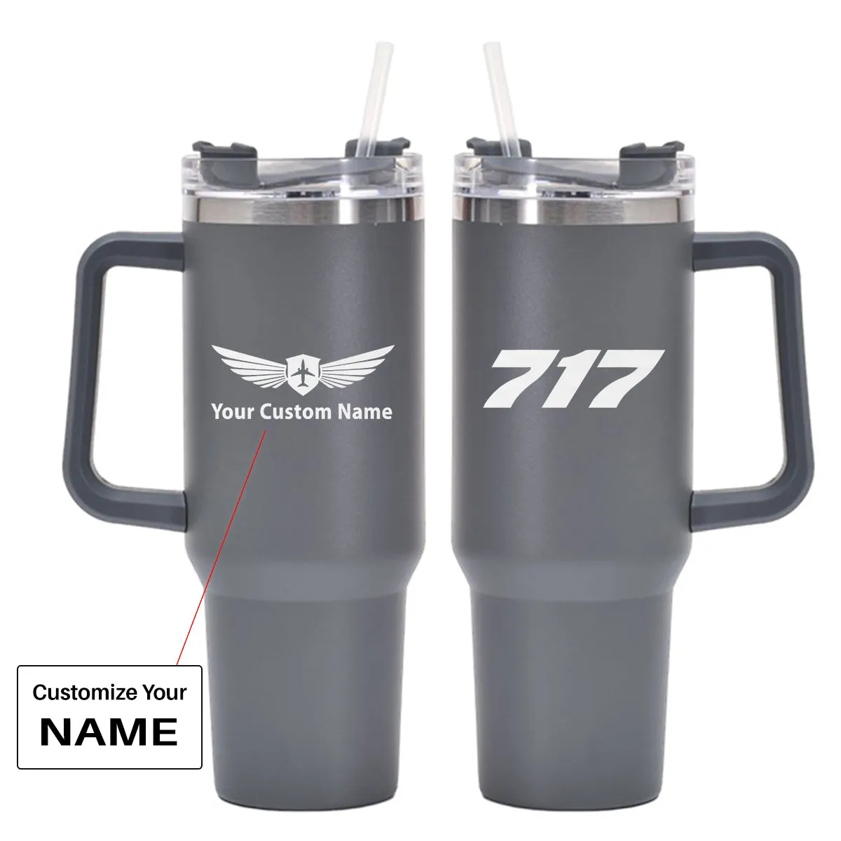717 Flat Text Designed 40oz Stainless Steel Car Mug With Holder