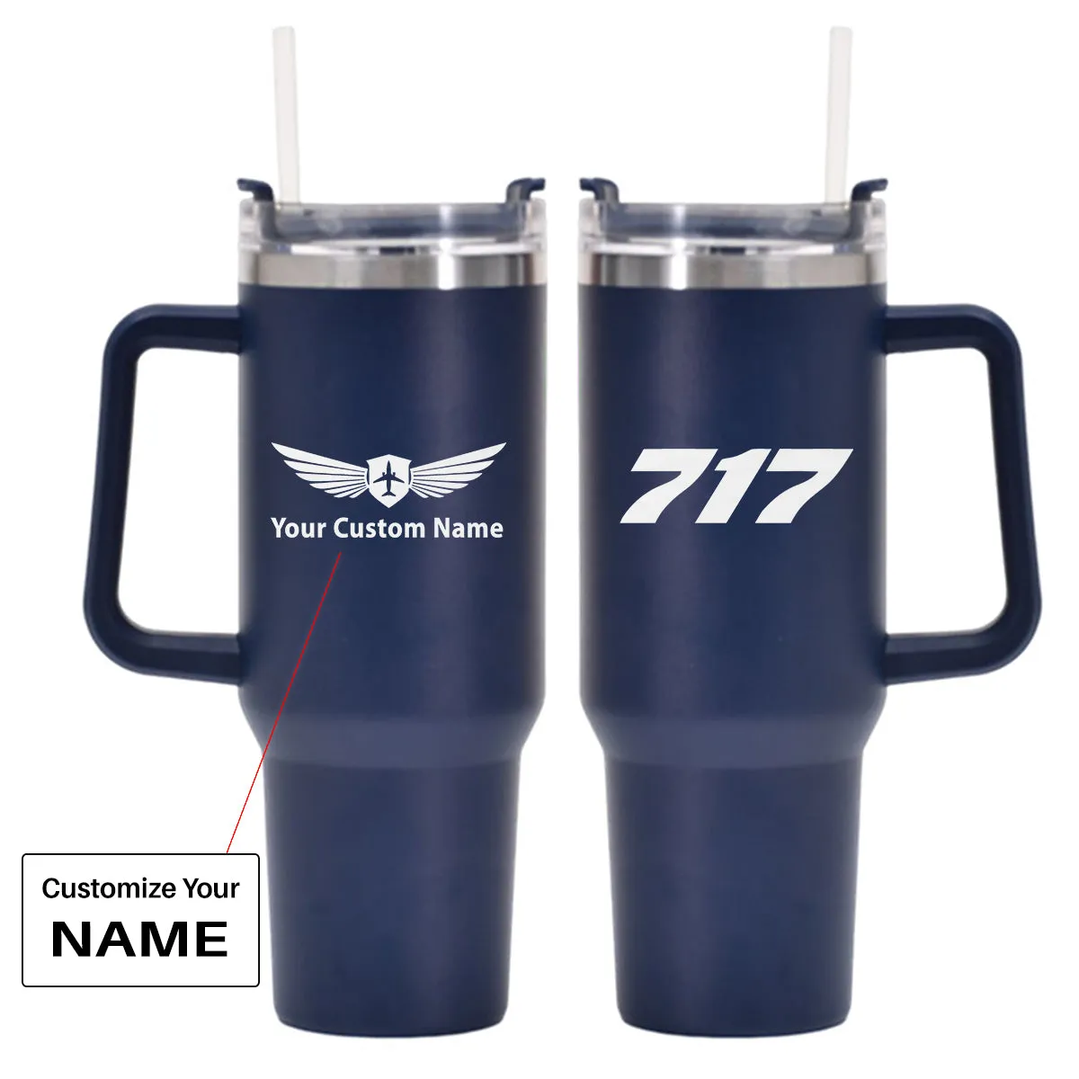 717 Flat Text Designed 40oz Stainless Steel Car Mug With Holder