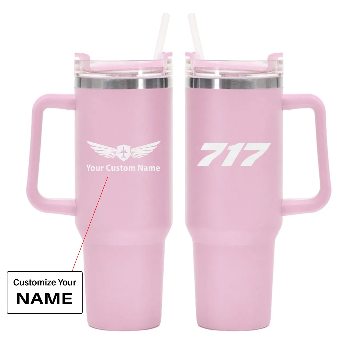 717 Flat Text Designed 40oz Stainless Steel Car Mug With Holder