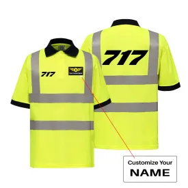 717 Flat Text Designed Reflective Polo T-Shirts