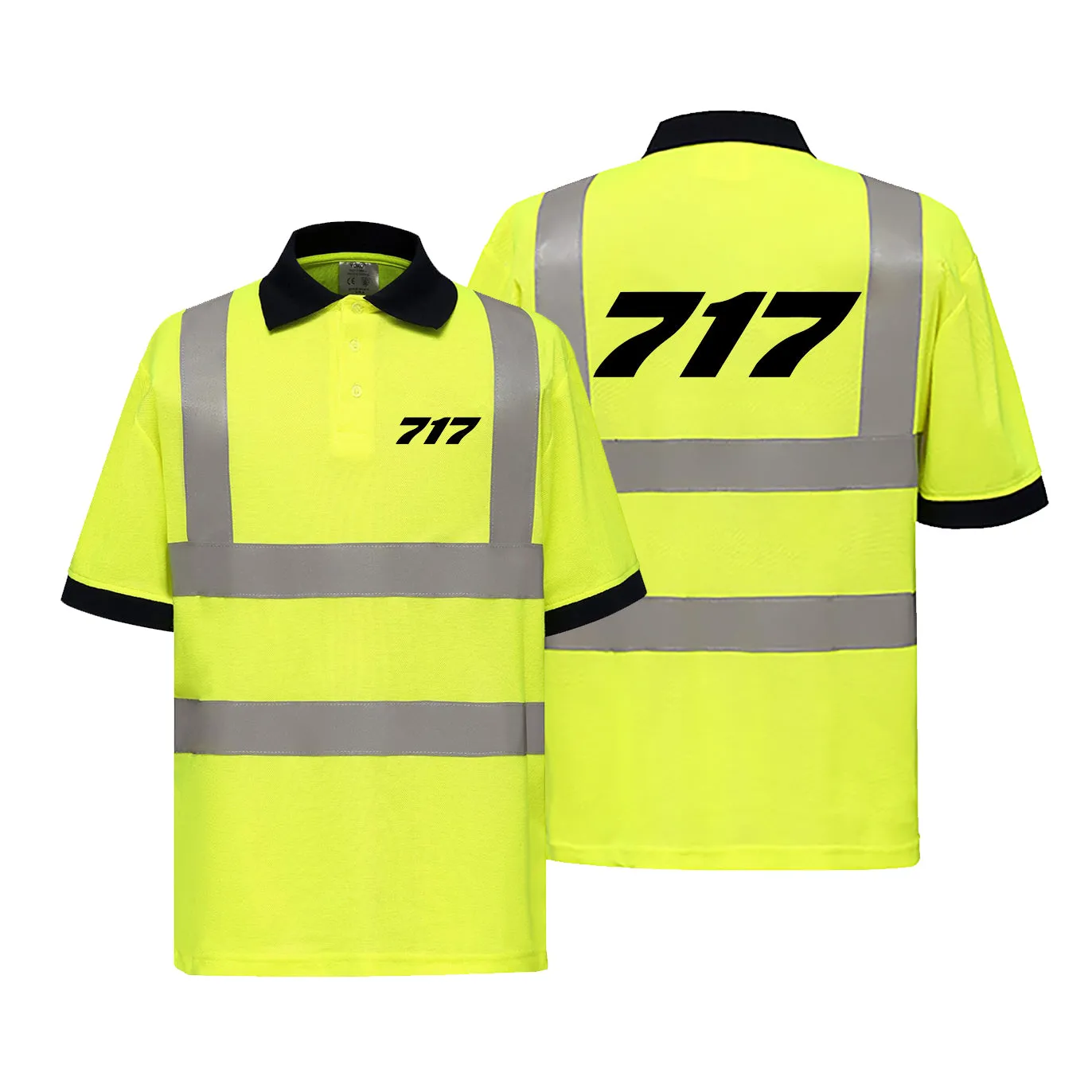 717 Flat Text Designed Reflective Polo T-Shirts