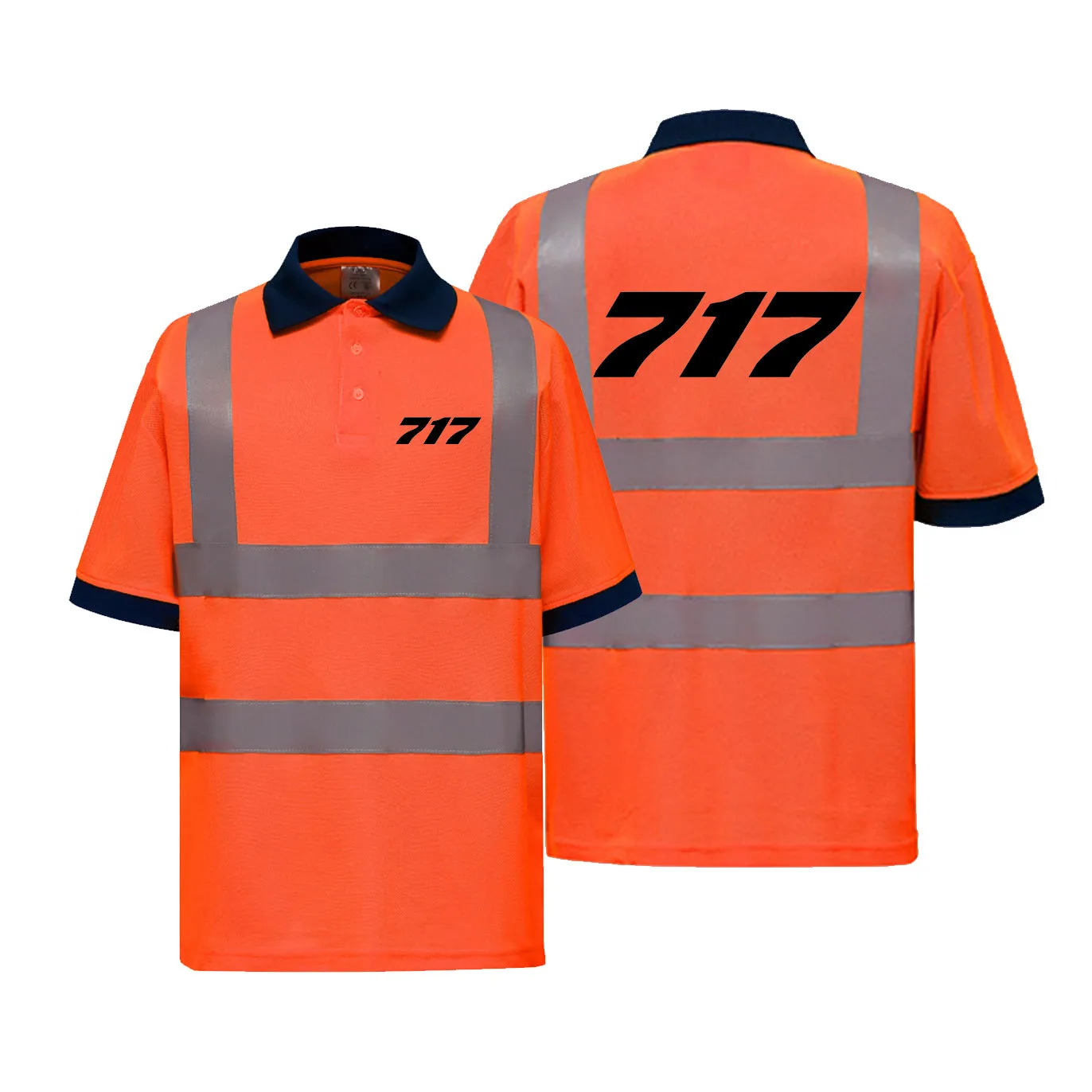 717 Flat Text Designed Reflective Polo T-Shirts
