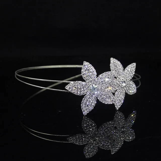 Beautiful Crystal Rhinestones Crown Tiara Flower Pattern