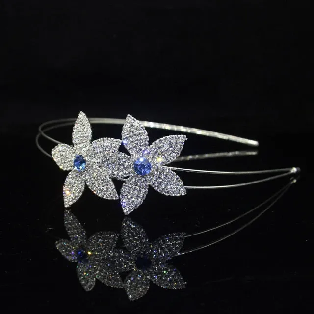 Beautiful Crystal Rhinestones Crown Tiara Flower Pattern