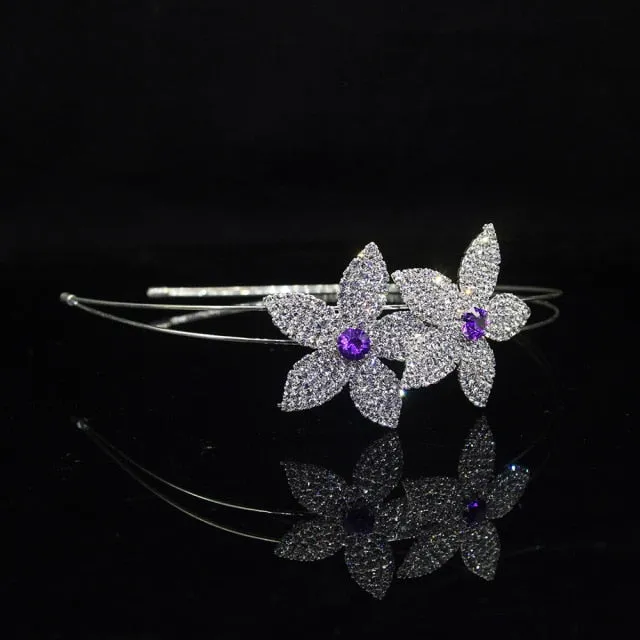 Beautiful Crystal Rhinestones Crown Tiara Flower Pattern