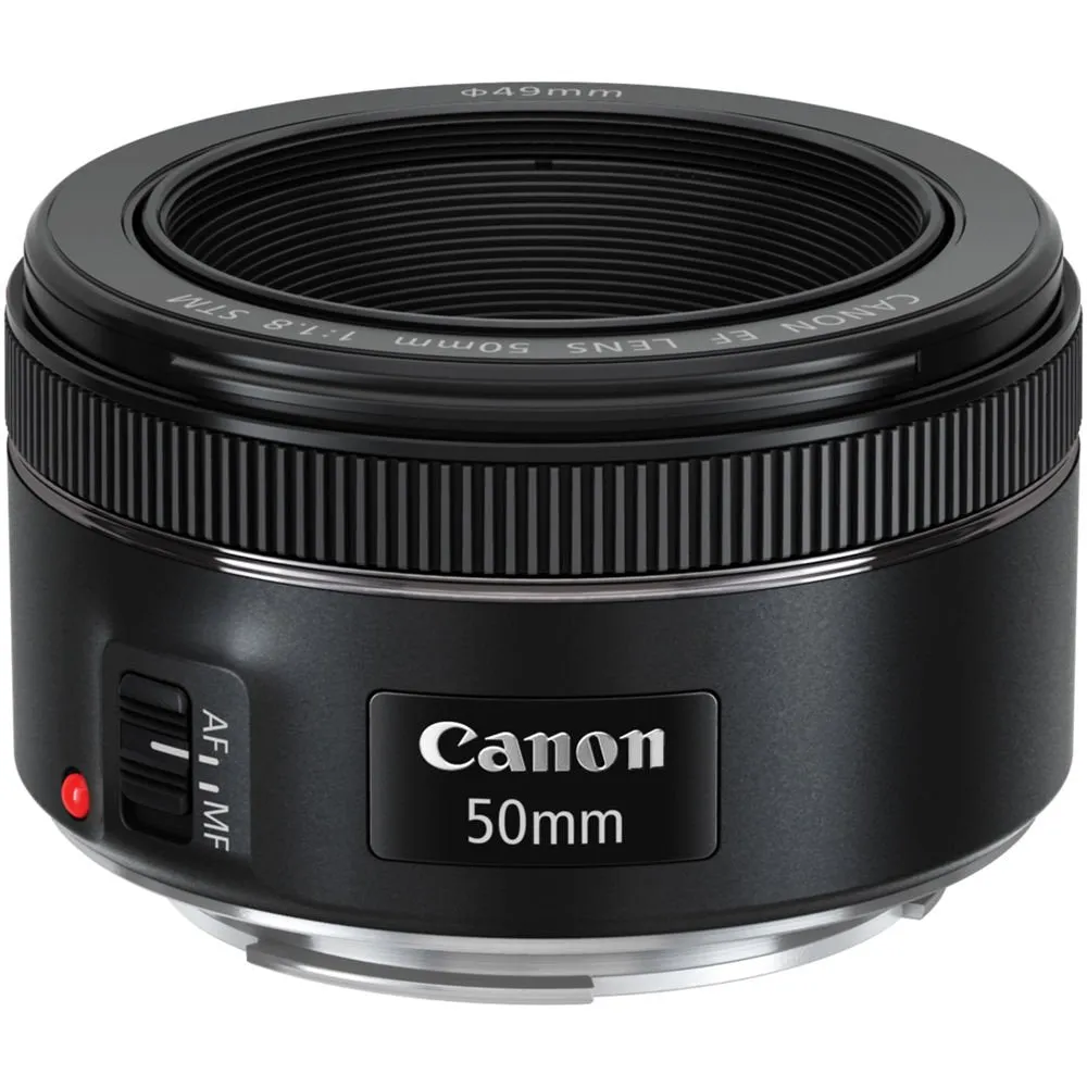 Canon EF 50mm f/1.8 STM Lens 0570C002   64GB Memory Card - Deluxe Bundle- International Version