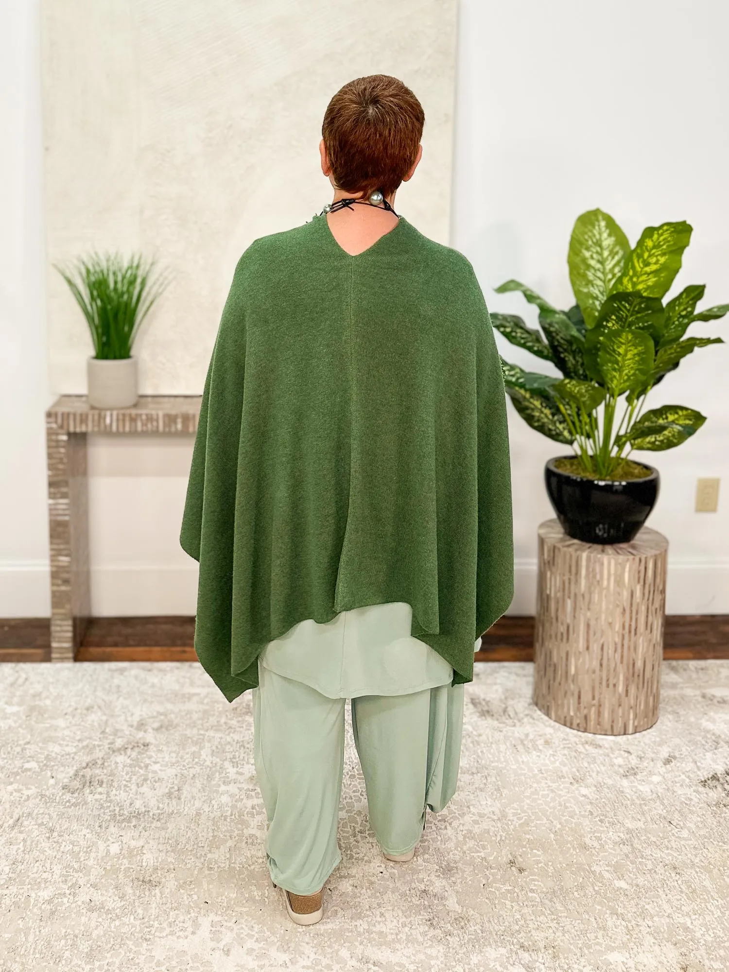 Cashmere Poncho Topper, Seaweed