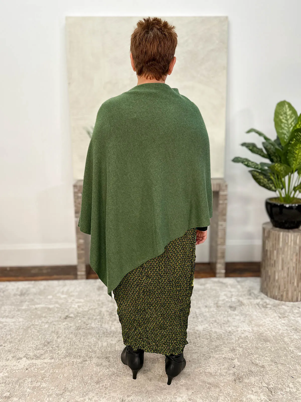 Cashmere Poncho Topper, Seaweed