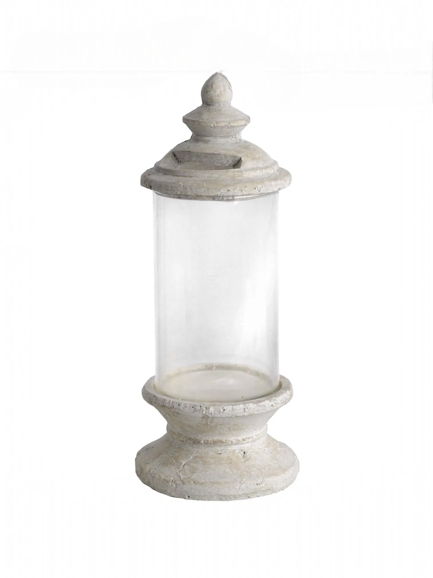 Concrete Stoneware Lidded Hurricane Storm Lantern
