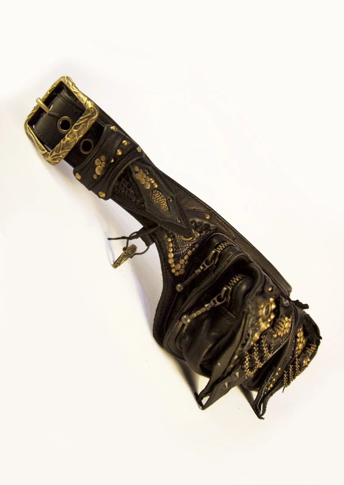 Hand made double pocket leather belt