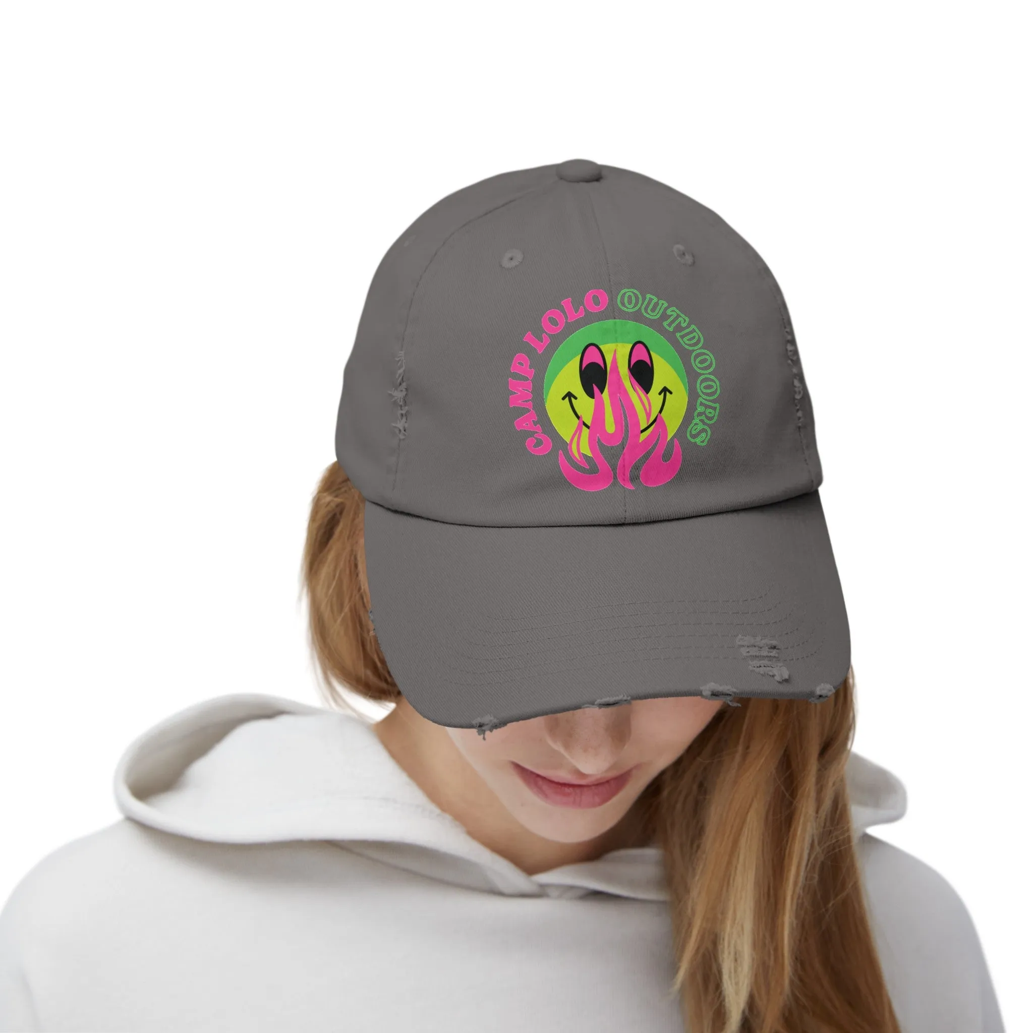 Happy Camper Distressed Cap