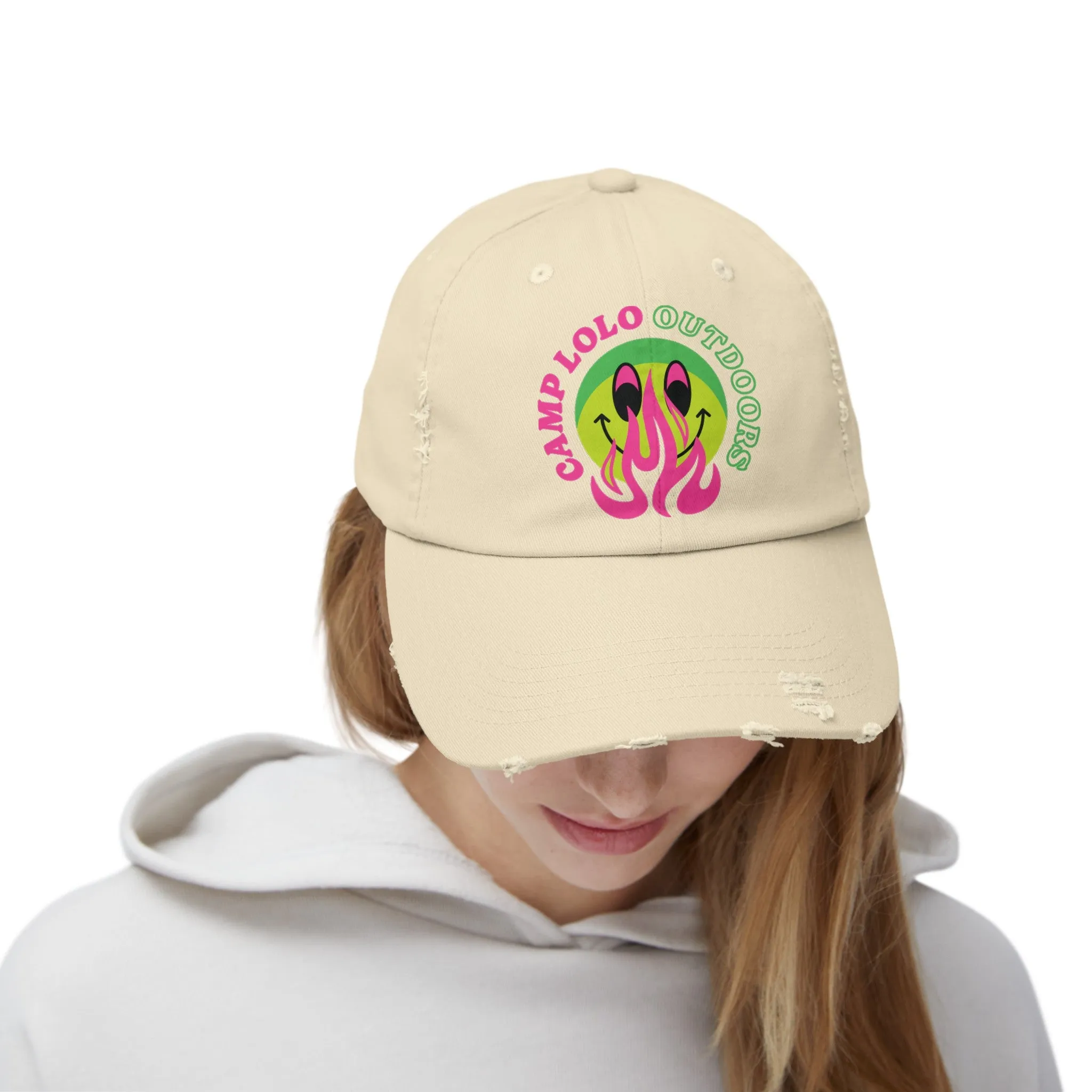 Happy Camper Distressed Cap