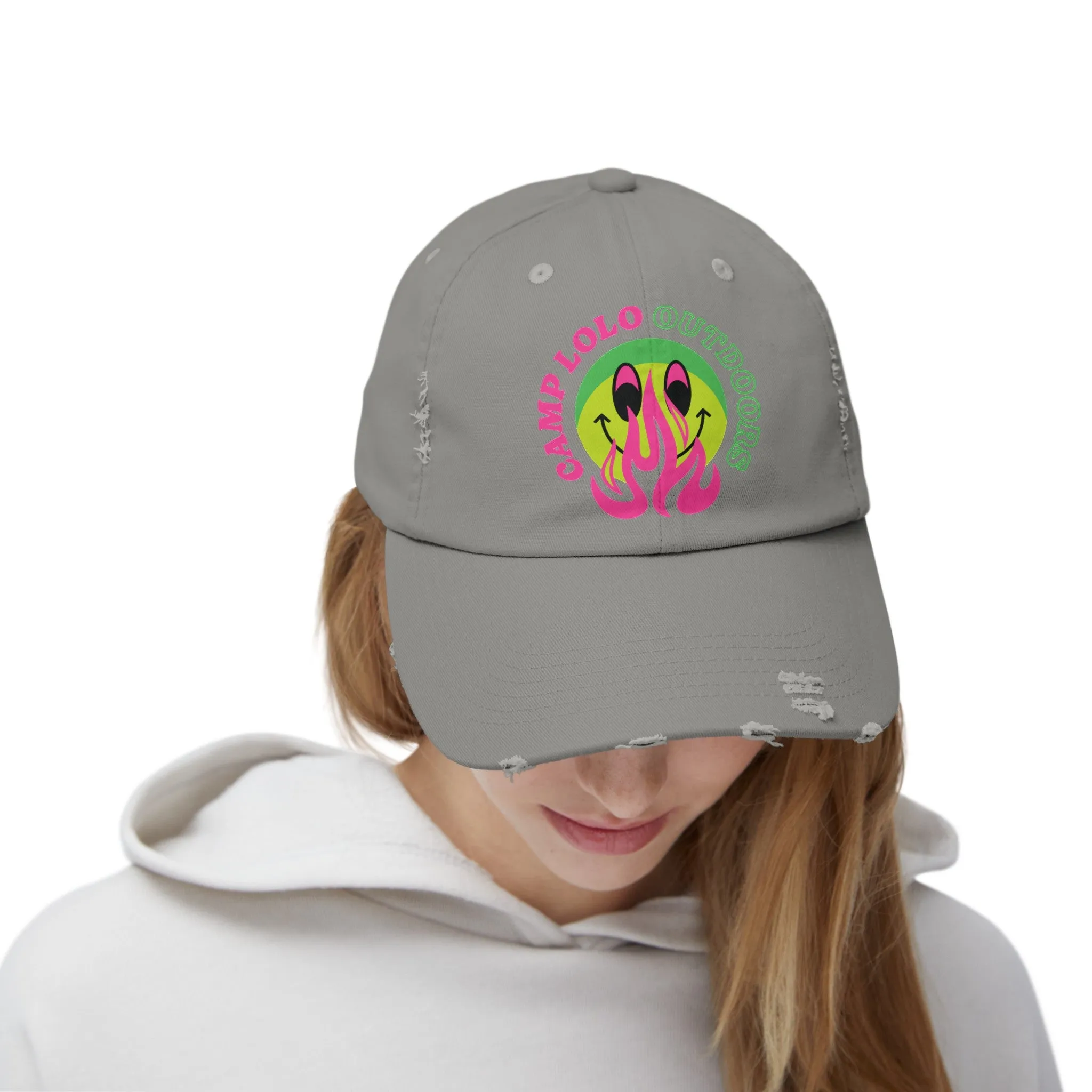 Happy Camper Distressed Cap