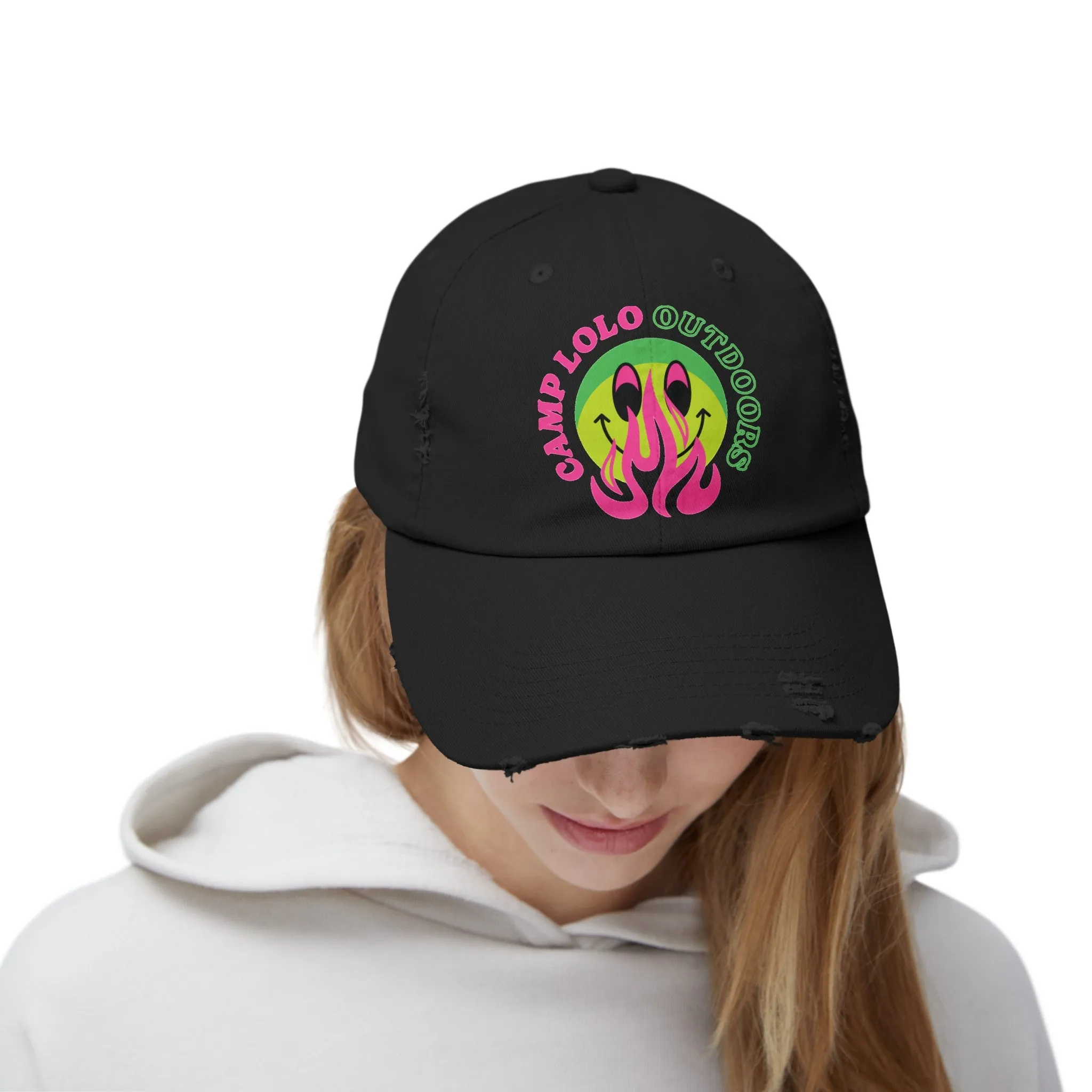Happy Camper Distressed Cap