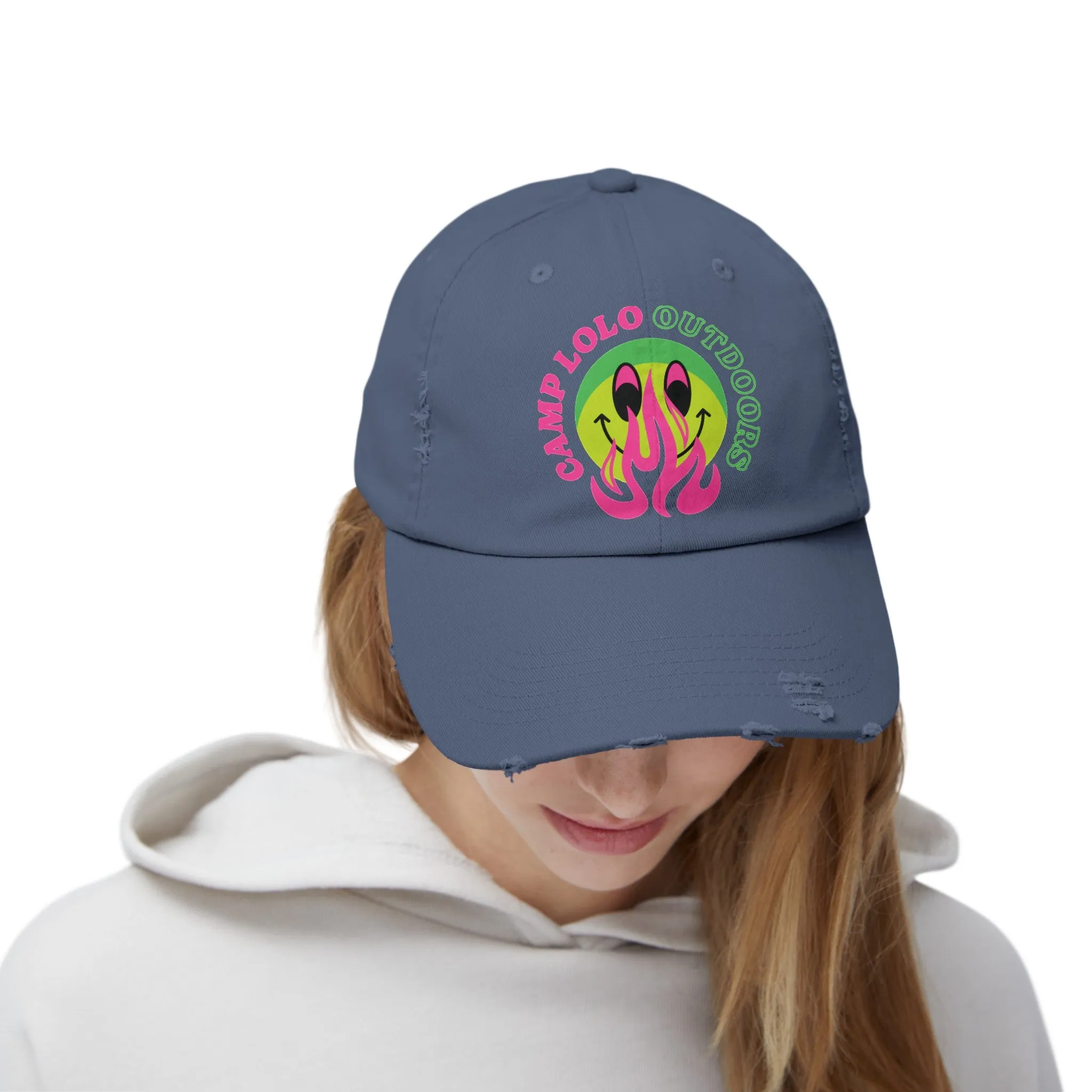 Happy Camper Distressed Cap