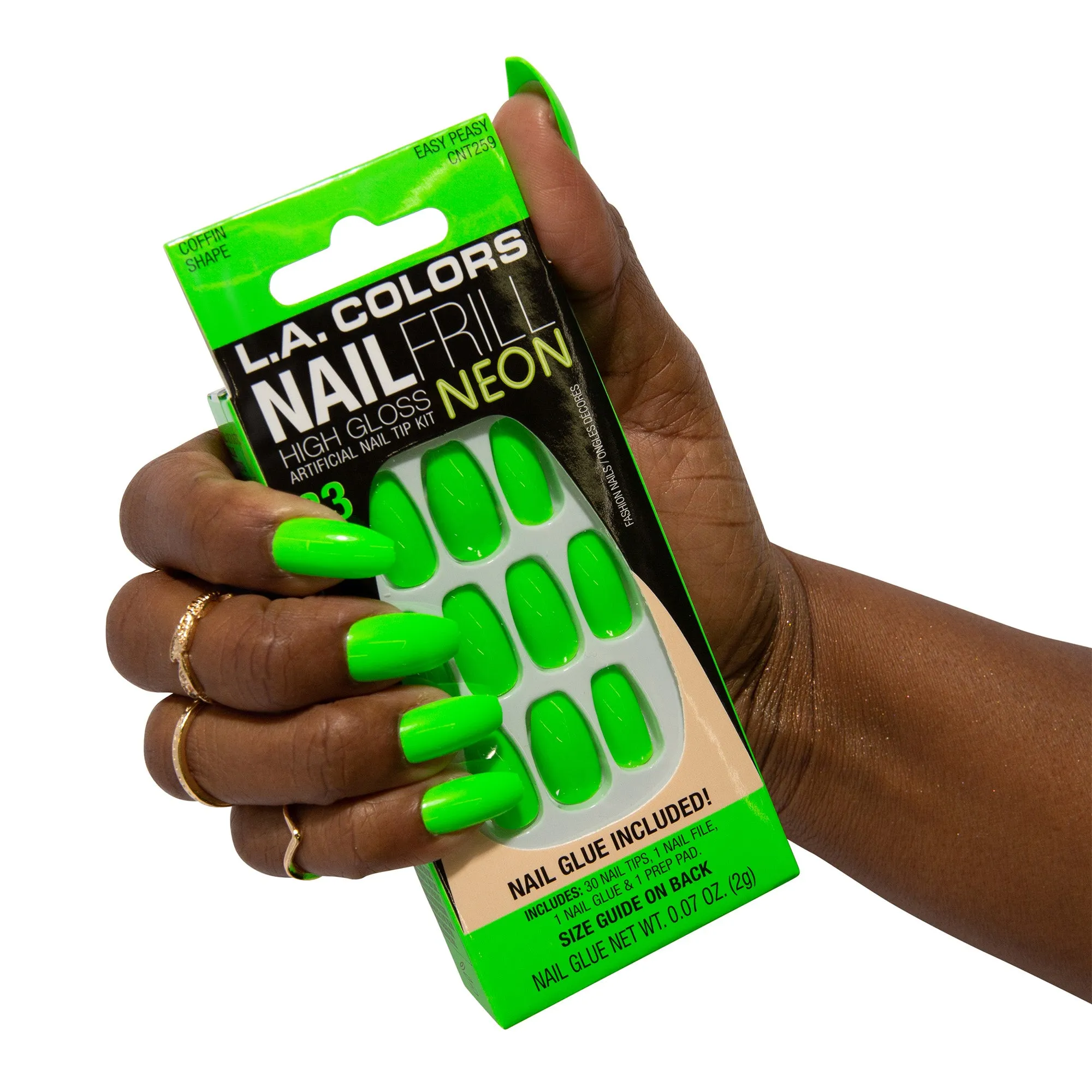 L.A. Colors Glitzy Girl Nail Frill Neon Artificial Nail Tip (carded)