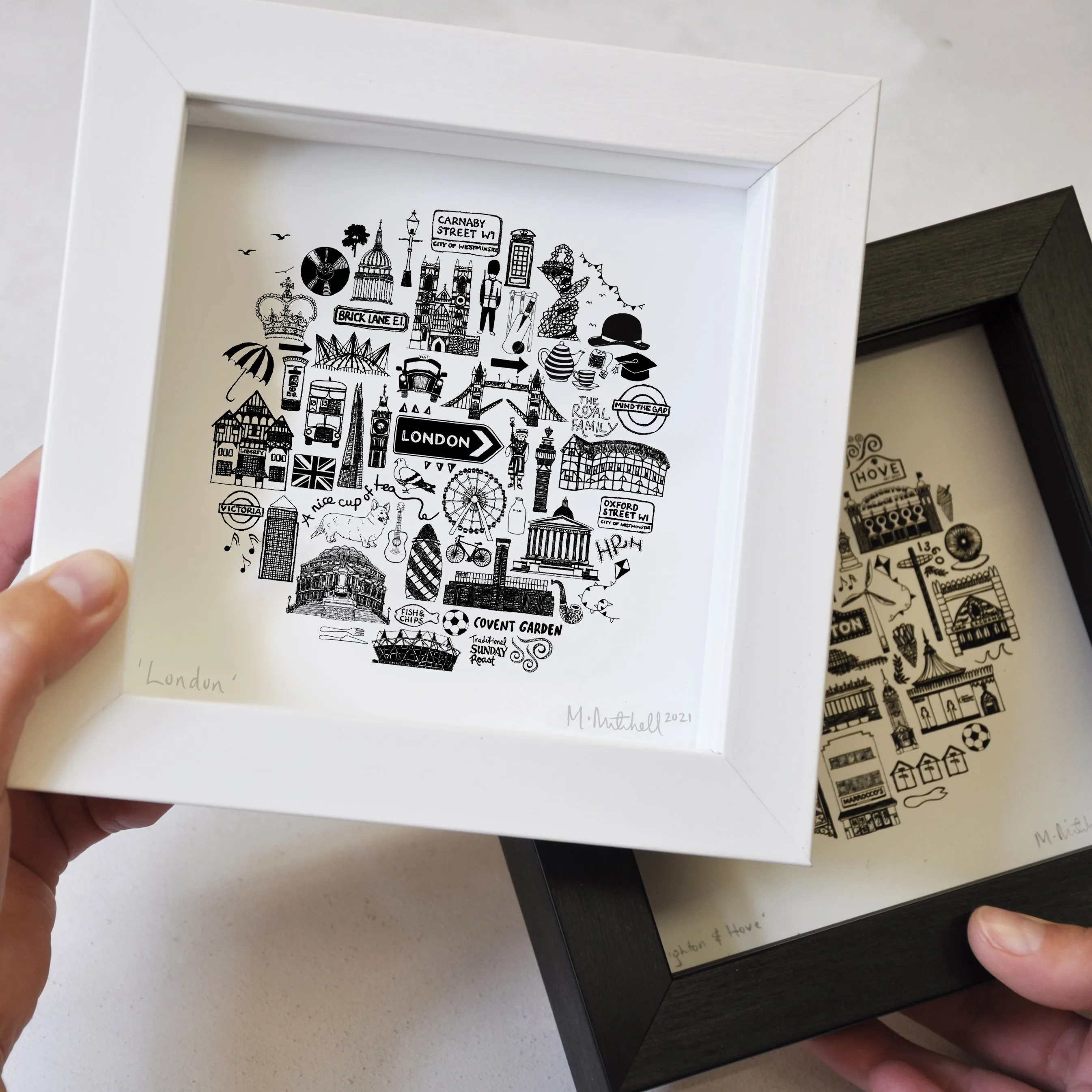 London black and white framed mini-print