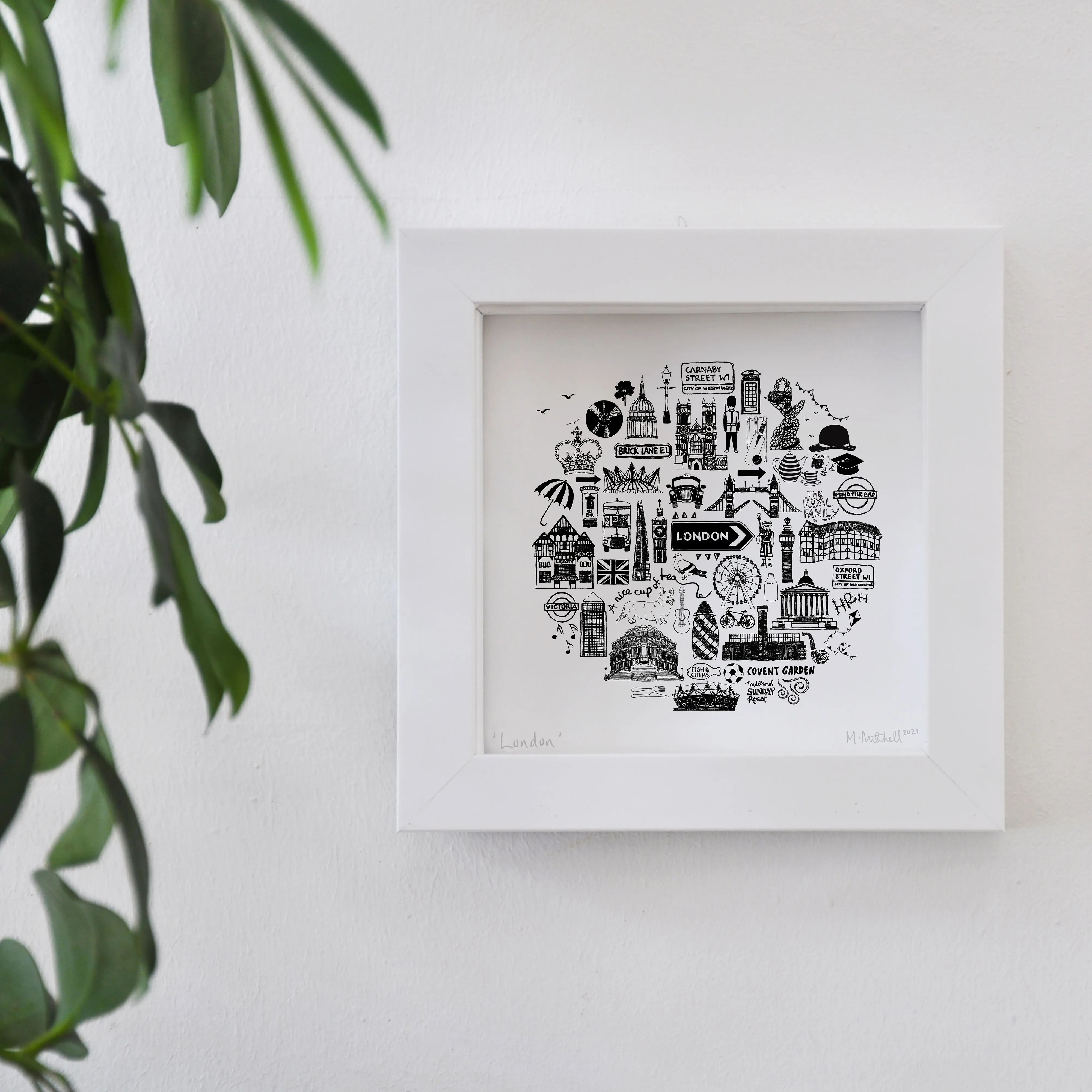London black and white framed mini-print