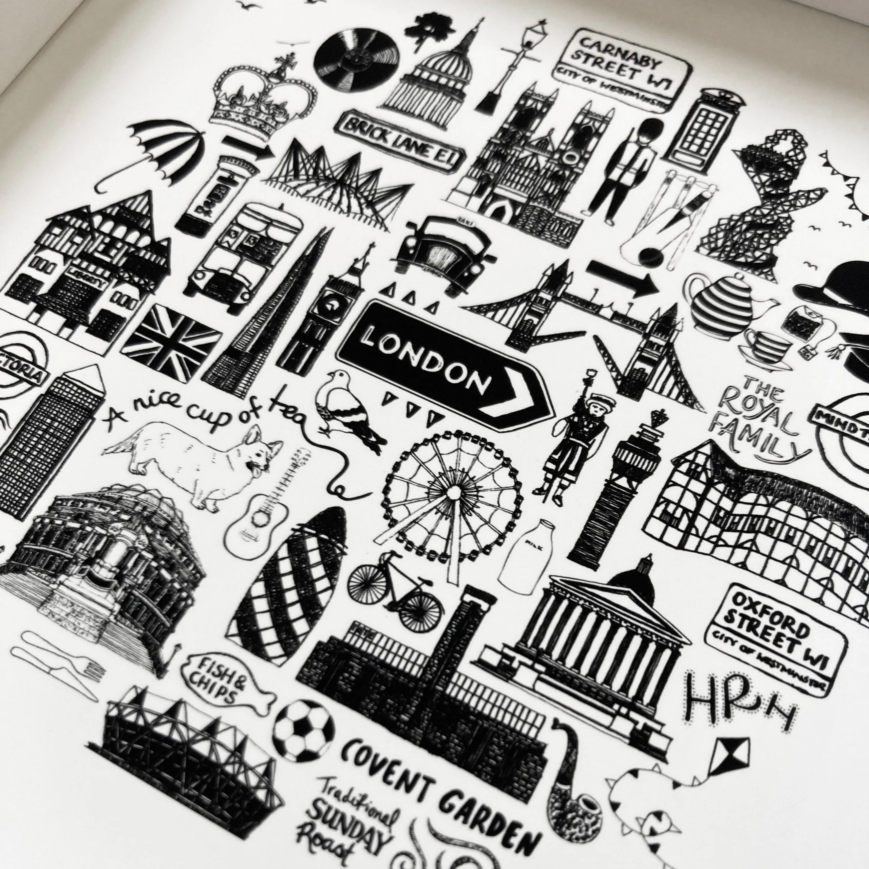 London black and white framed mini-print