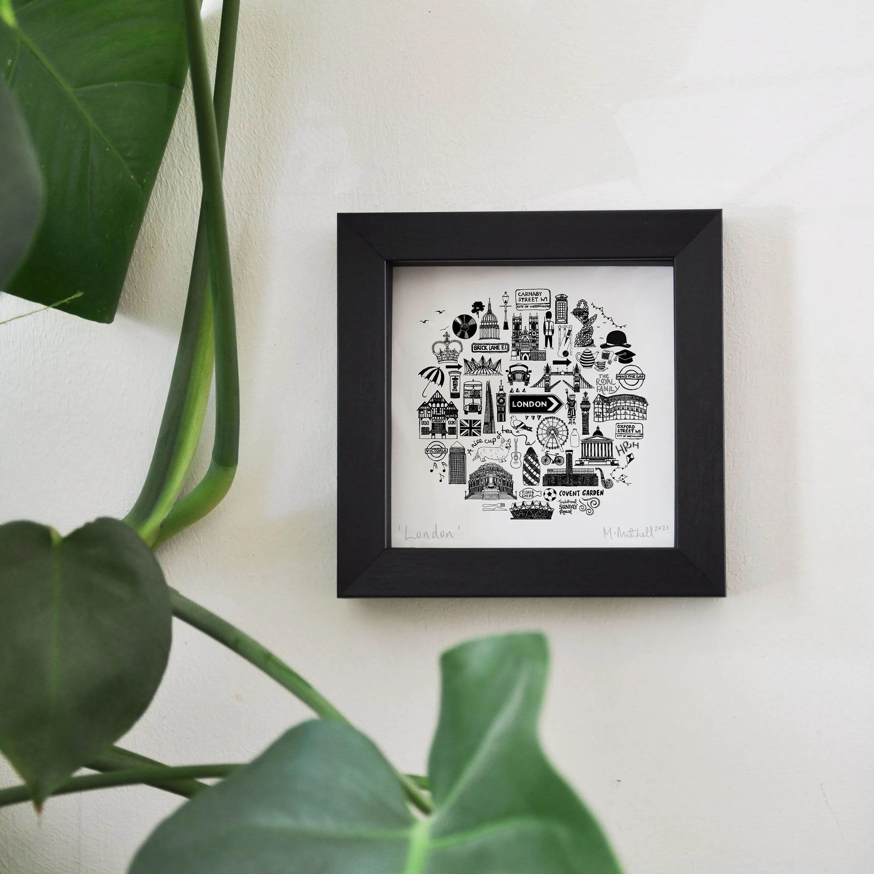 London black and white framed mini-print