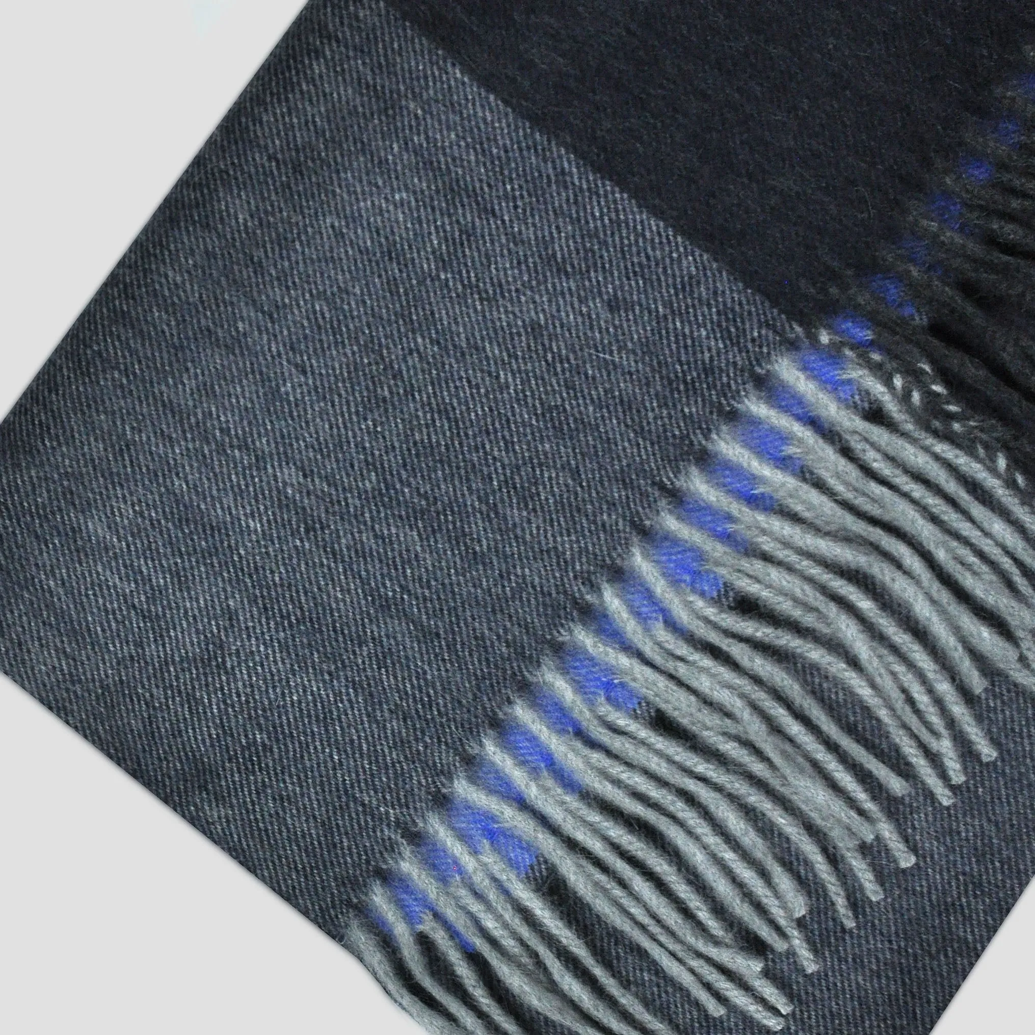 Panels of Colour Winter Scarf in Blues & Greys