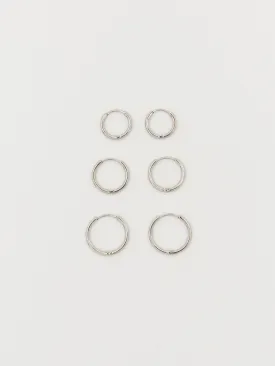 Set of Silver Eco Huggie Hoops