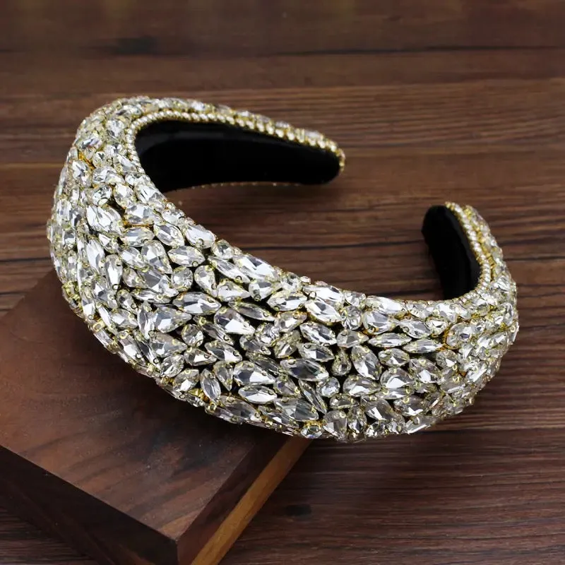 Wide Crystal Headband for Bride-Bridesmaids or Quince Court Ladies