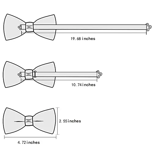 YOHOWA Mens Bow Tie Pink Grey Floral Pre-Tied Bowties Pocket Square Cufflinks Set Formal Wedding Party Prom